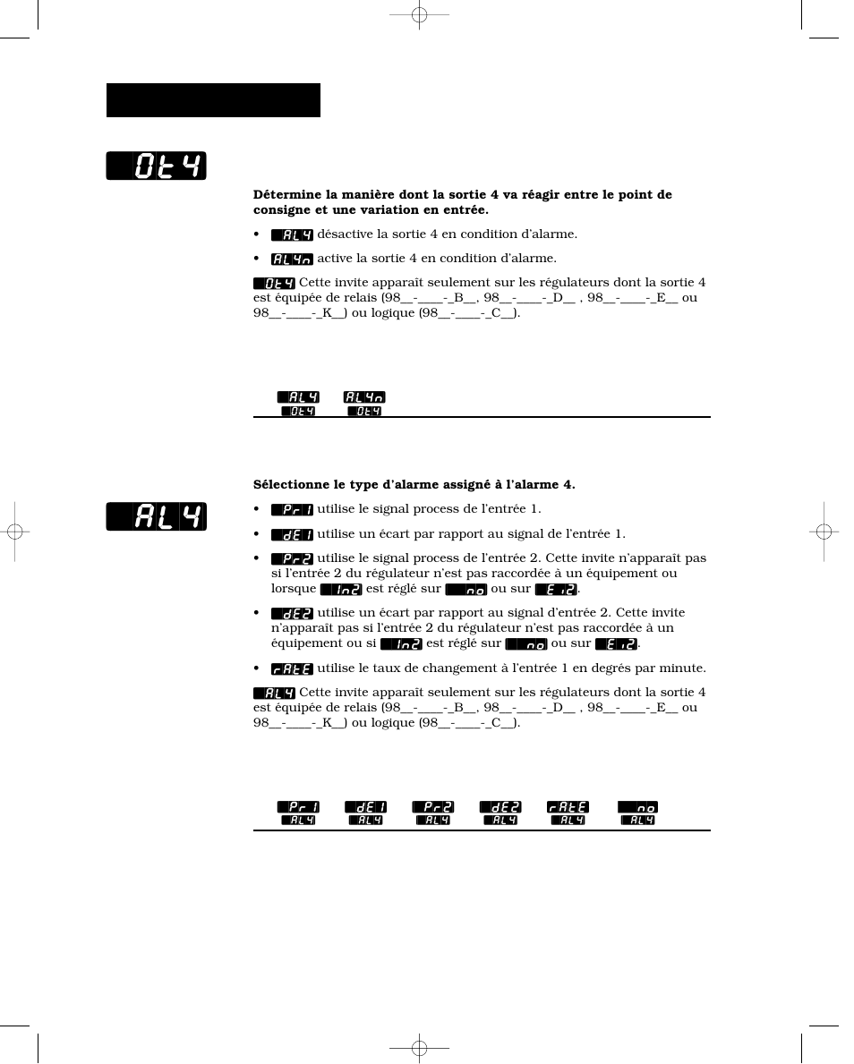 Sortie 4, Alarme 4, Ot4] [`al4 | Configuration-sortie | Watlow Series 988 User Manual | Page 58 / 132