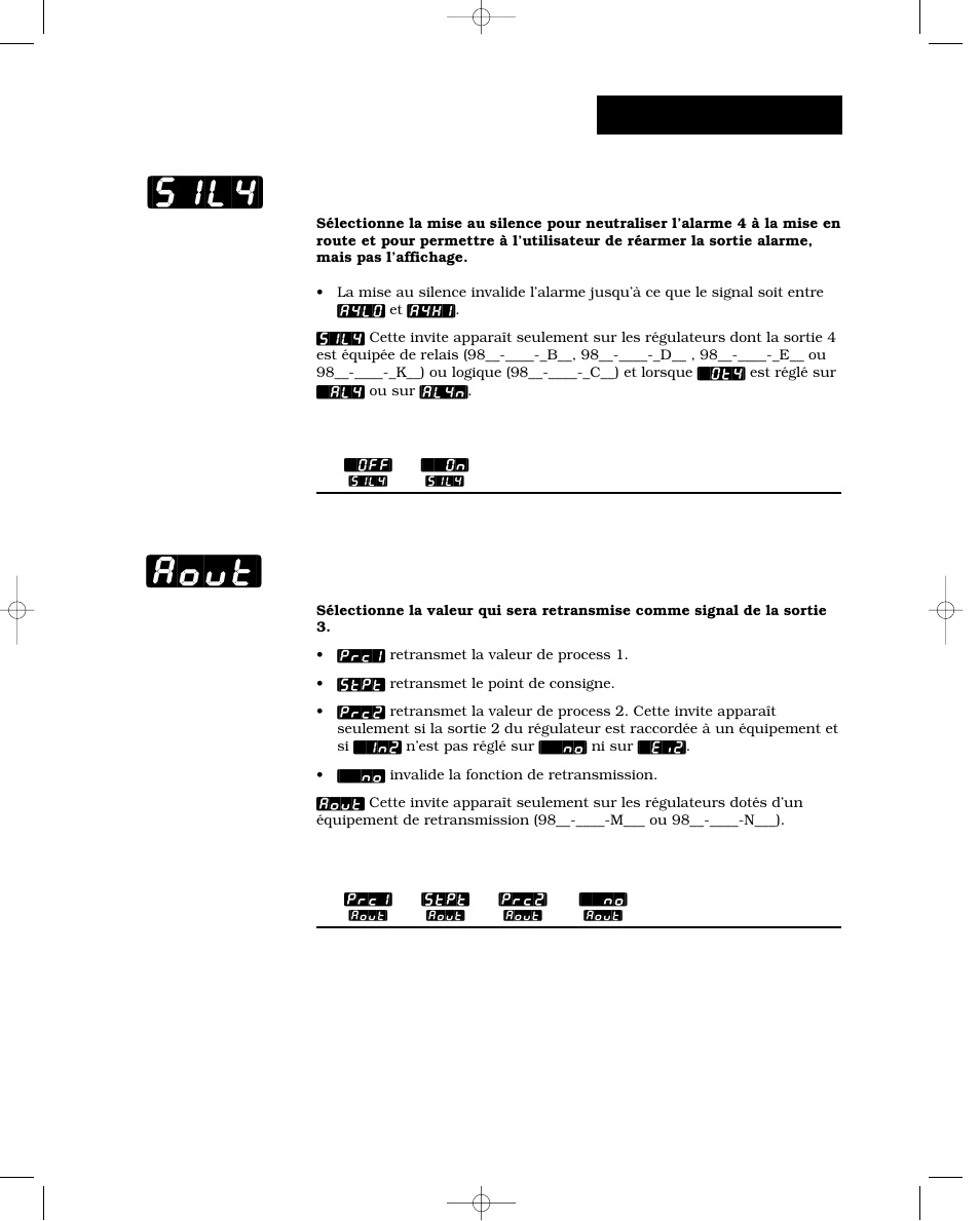 Mise au silence 4, Sortie analogique, Sil4] [aout | Configuration-sortie | Watlow Series 988 User Manual | Page 61 / 132