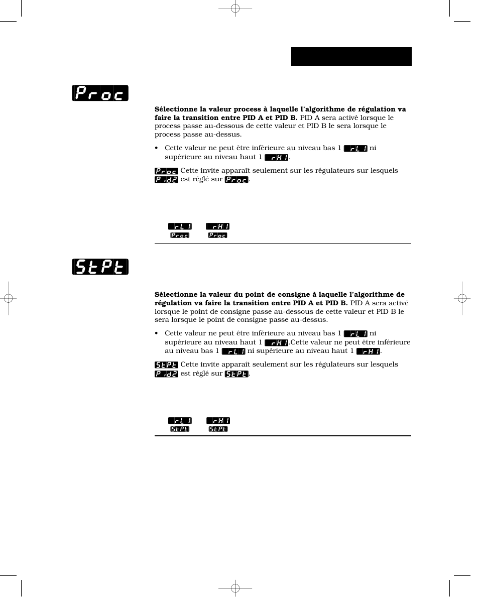 Valeur process de transition, Point de consigne de transition, Proc] [stpt | Configuration-global | Watlow Series 988 User Manual | Page 69 / 132