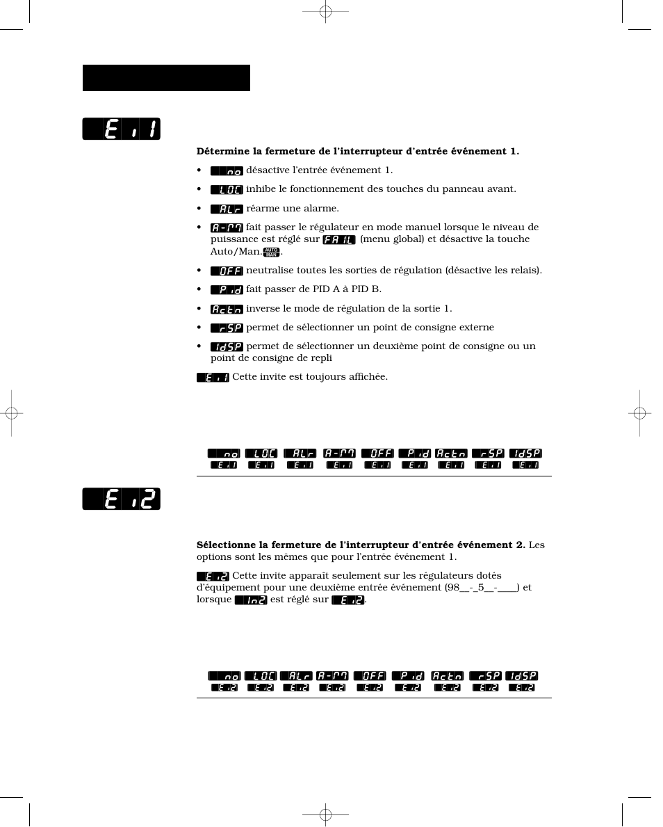 Entrée événement 1, Entrée événement 2, Ei1] [`ei2 | Configuration-global | Watlow Series 988 User Manual | Page 70 / 132