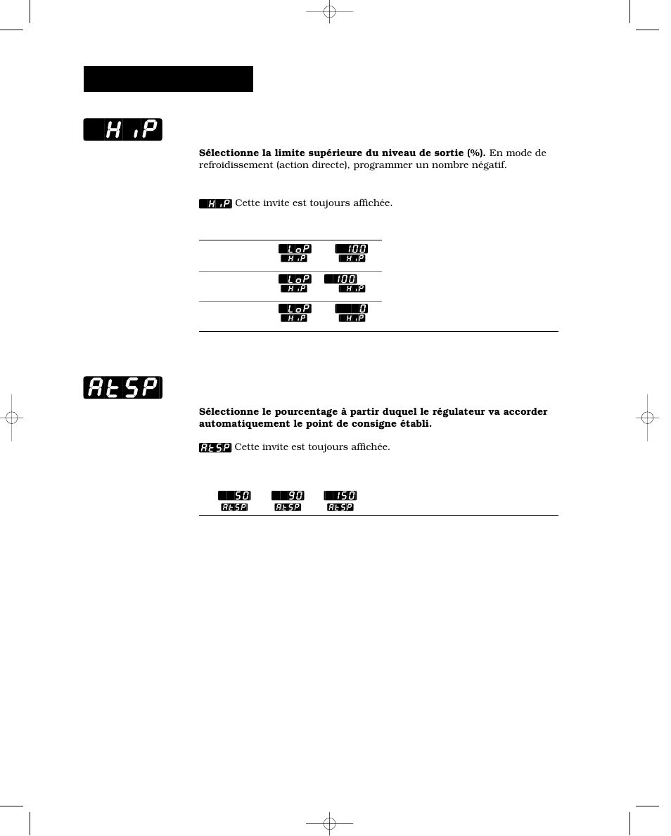 Puissance, limite haute, Point de consigne d’auto-réglage, Hip] [atsp | Configuration-global | Watlow Series 988 User Manual | Page 72 / 132