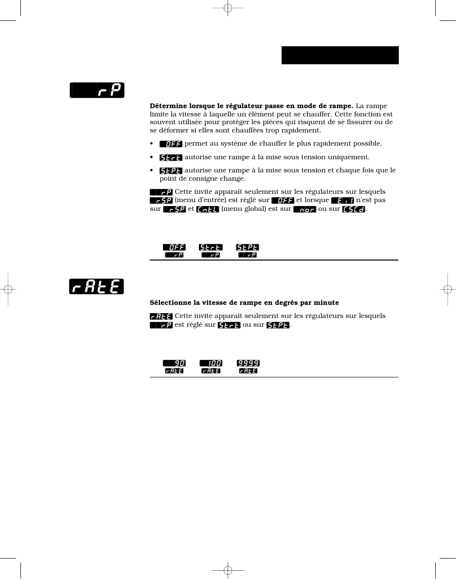 Fonction de rampe, Vitesse de rampe, Rp] [rate | Configuration-global | Watlow Series 988 User Manual | Page 73 / 132