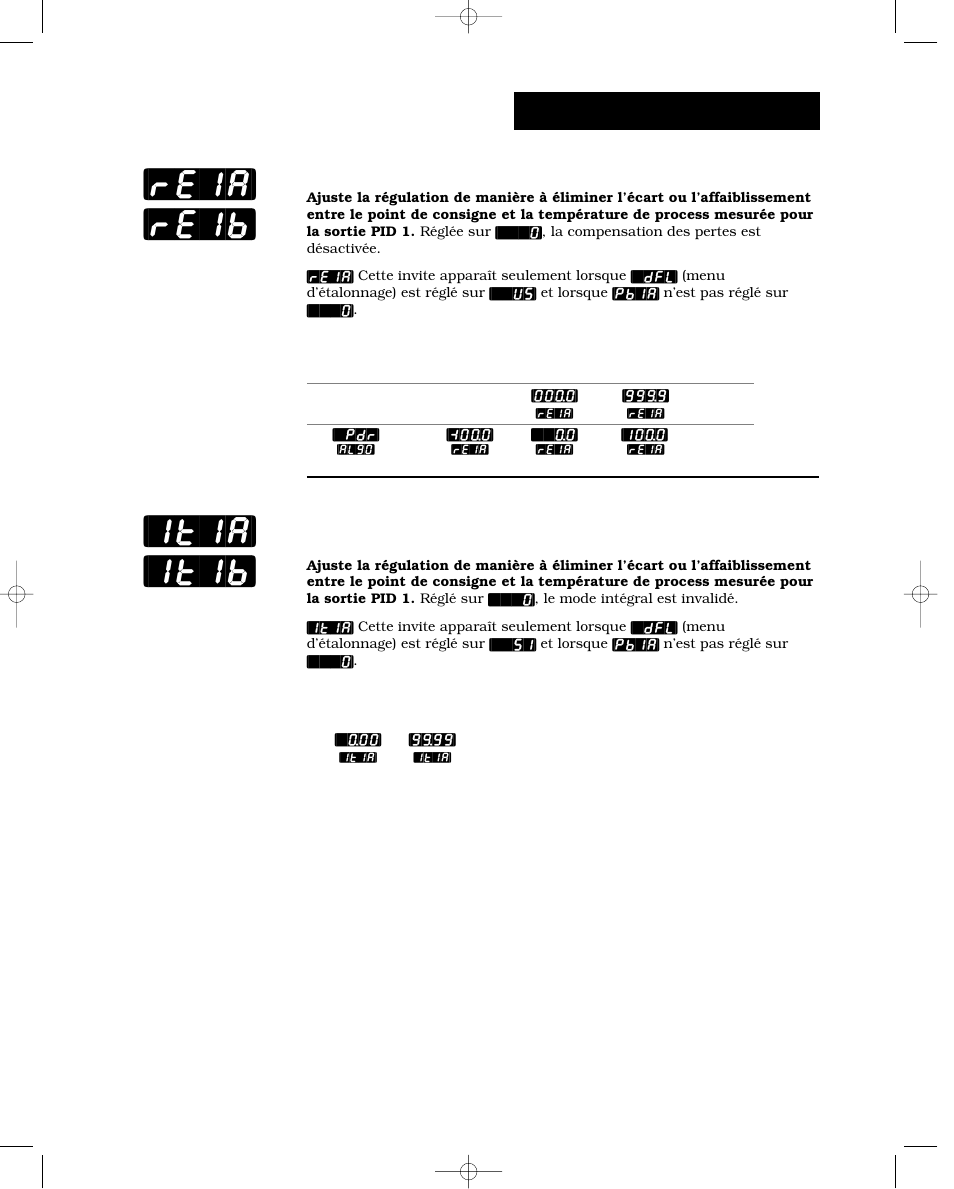 Compensation des pertes, sortie 1a ou 1b, Mode intégral, sortie 1a ou 1b, Re1a] [re1b] [it1a] [it1b | Exploitation-pid a ou b | Watlow Series 988 User Manual | Page 89 / 132