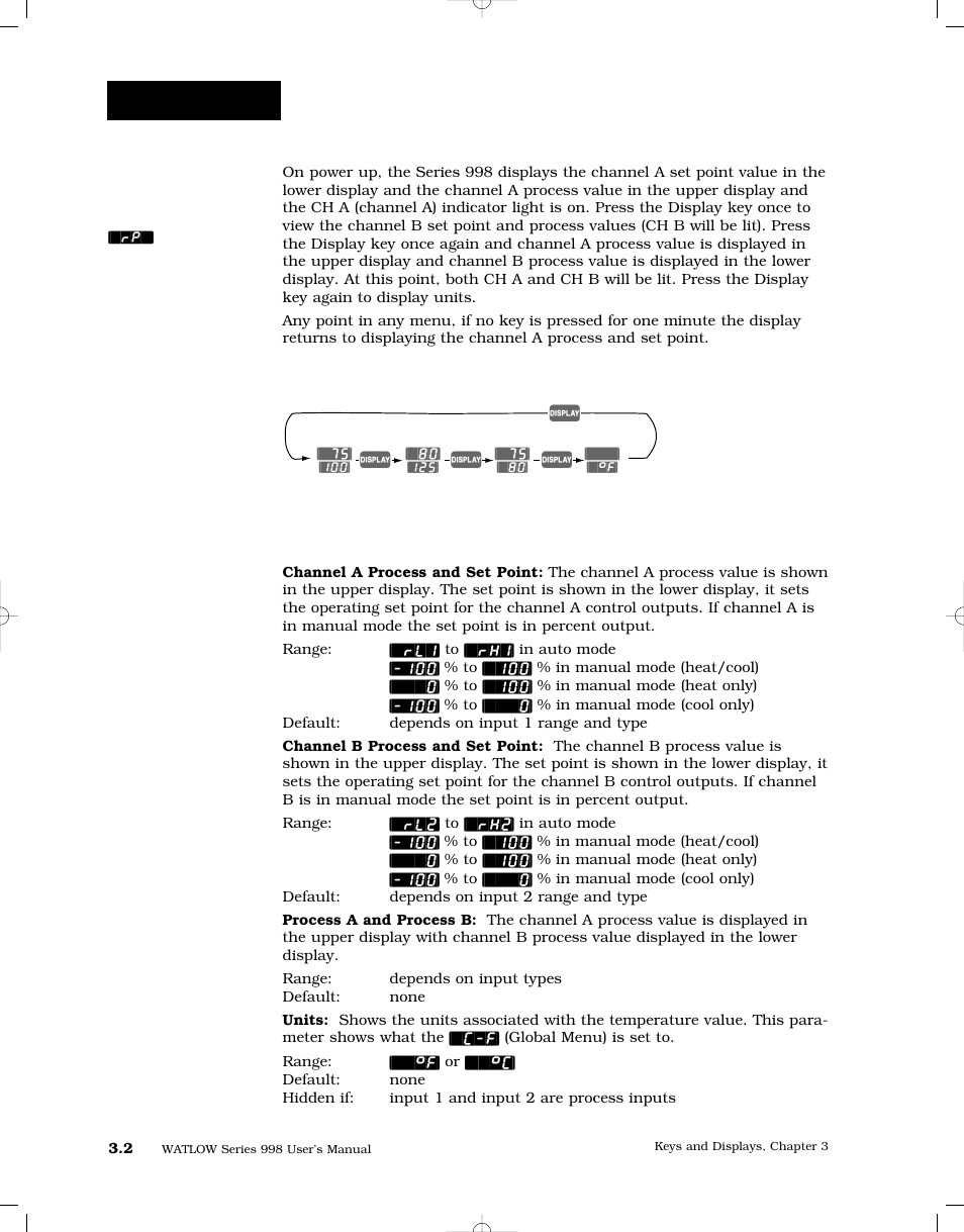 Display loop, Display key and loop, Display loop parameters | Watlow Series 998 User Manual | Page 28 / 126