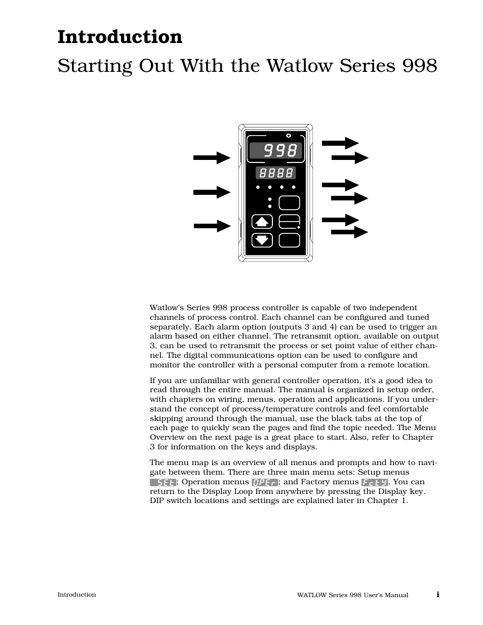 Introduction, The series 998 | Watlow Series 998 User Manual | Page 5 / 126