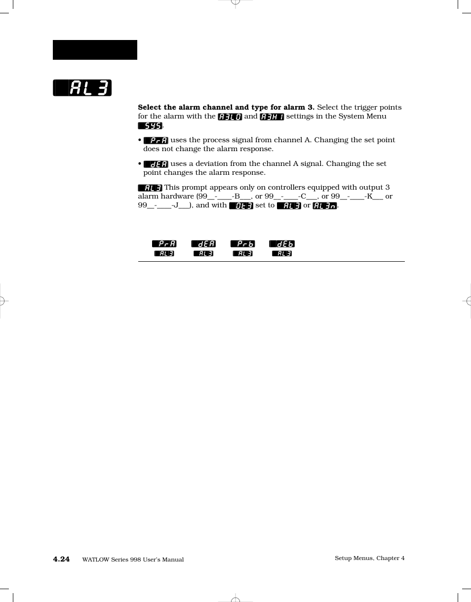 Alarm 3, Setup-output | Watlow Series 998 User Manual | Page 52 / 126