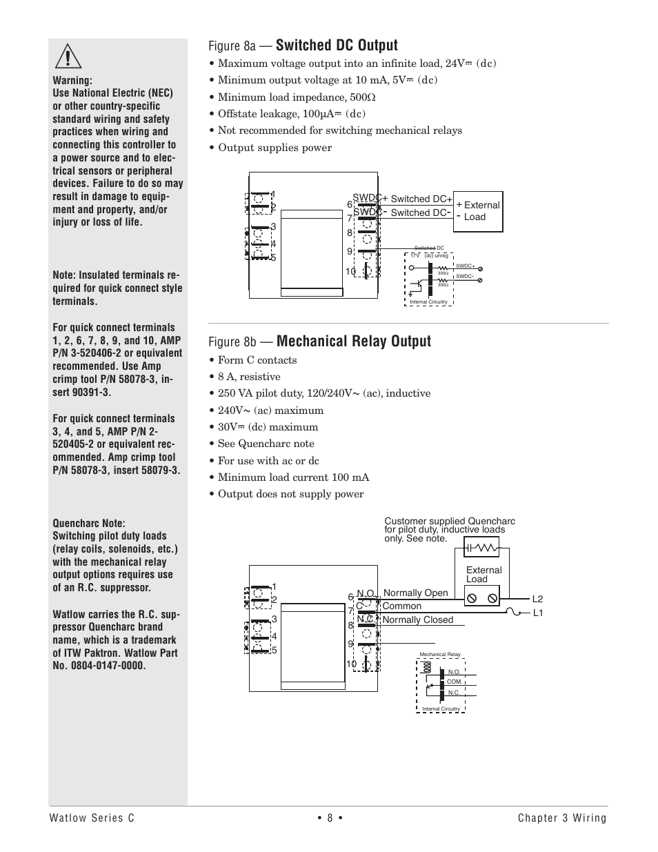 Switched dc output, Mechanical relay output, Figure 8a | Figure 8b | Watlow Series TM User Manual | Page 10 / 25