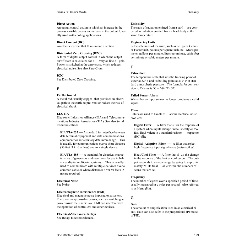 Watlow Series D8 User Manual | Page 217 / 232