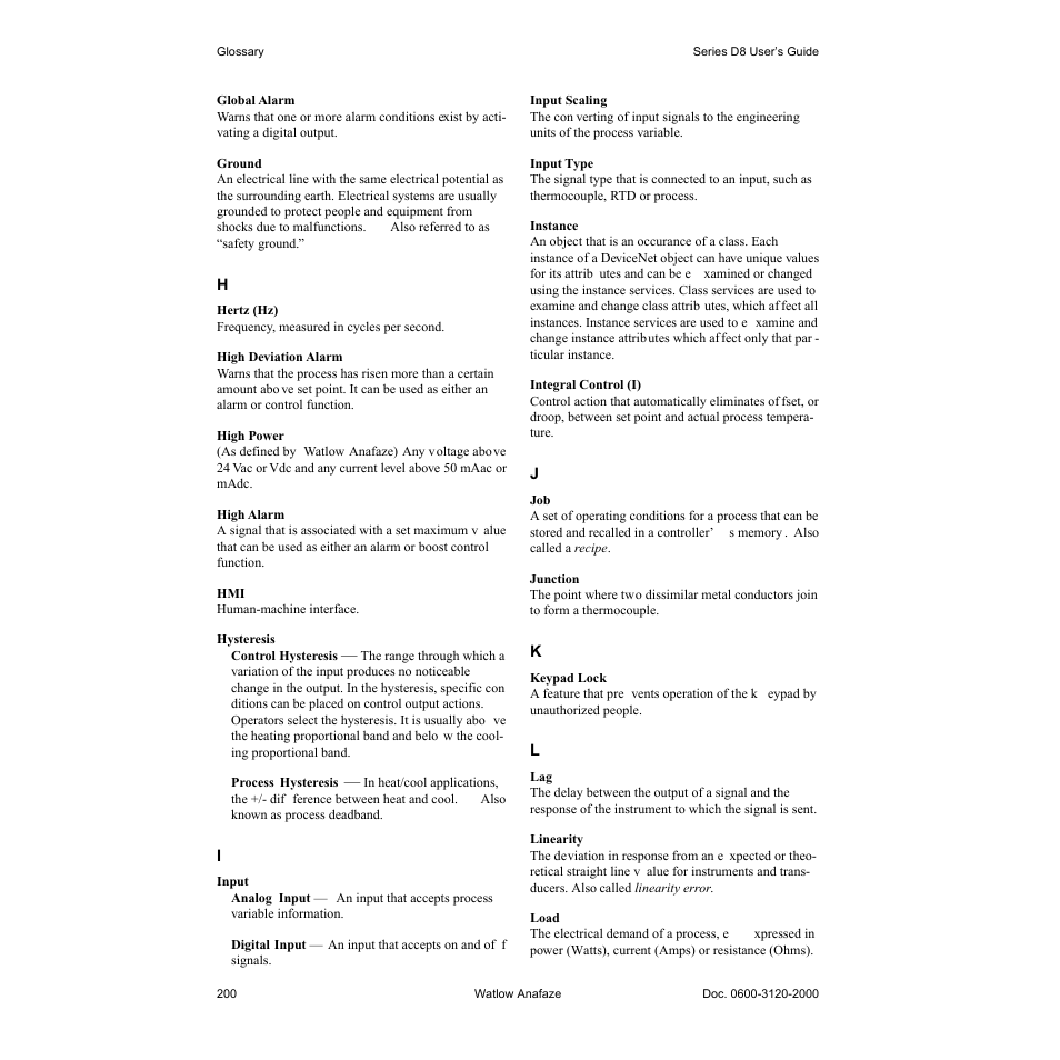 Watlow Series D8 User Manual | Page 218 / 232