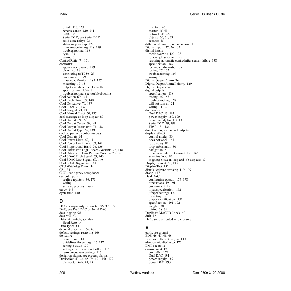 Watlow Series D8 User Manual | Page 224 / 232