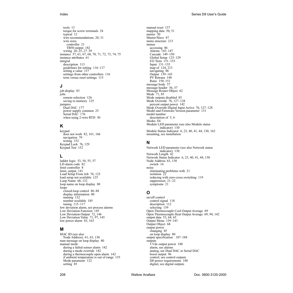 Watlow Series D8 User Manual | Page 226 / 232