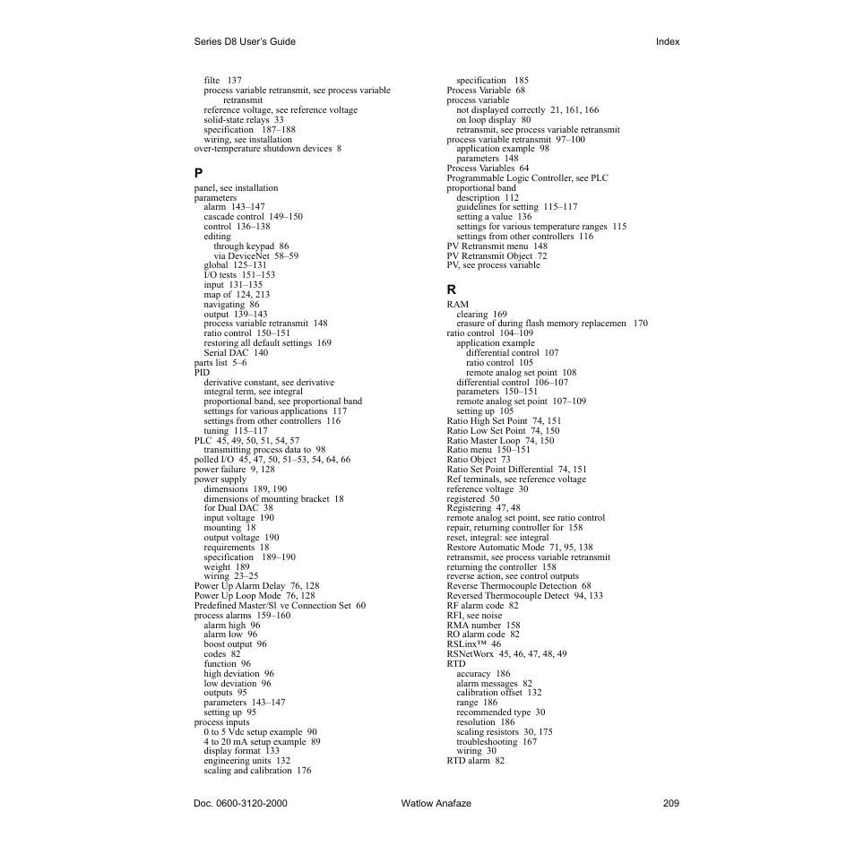 Watlow Series D8 User Manual | Page 227 / 232