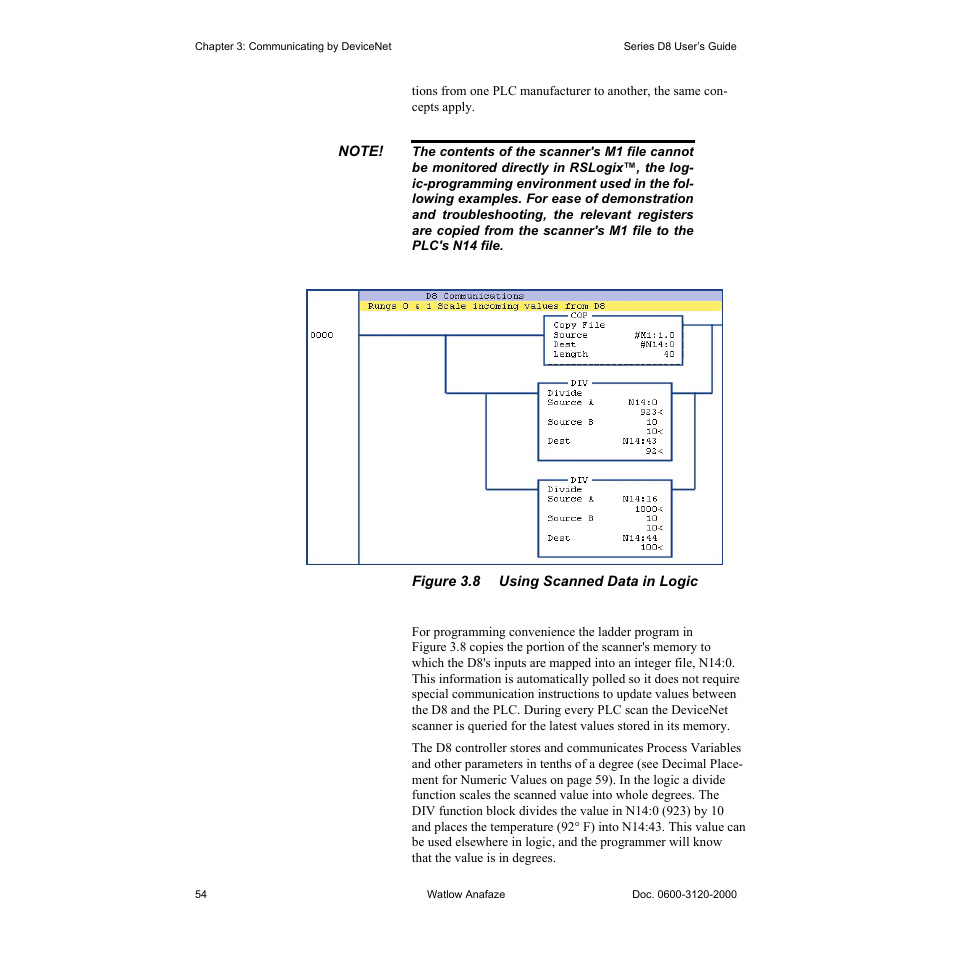 Figure 3.8—using scanned data in logic 54 | Watlow Series D8 User Manual | Page 72 / 232