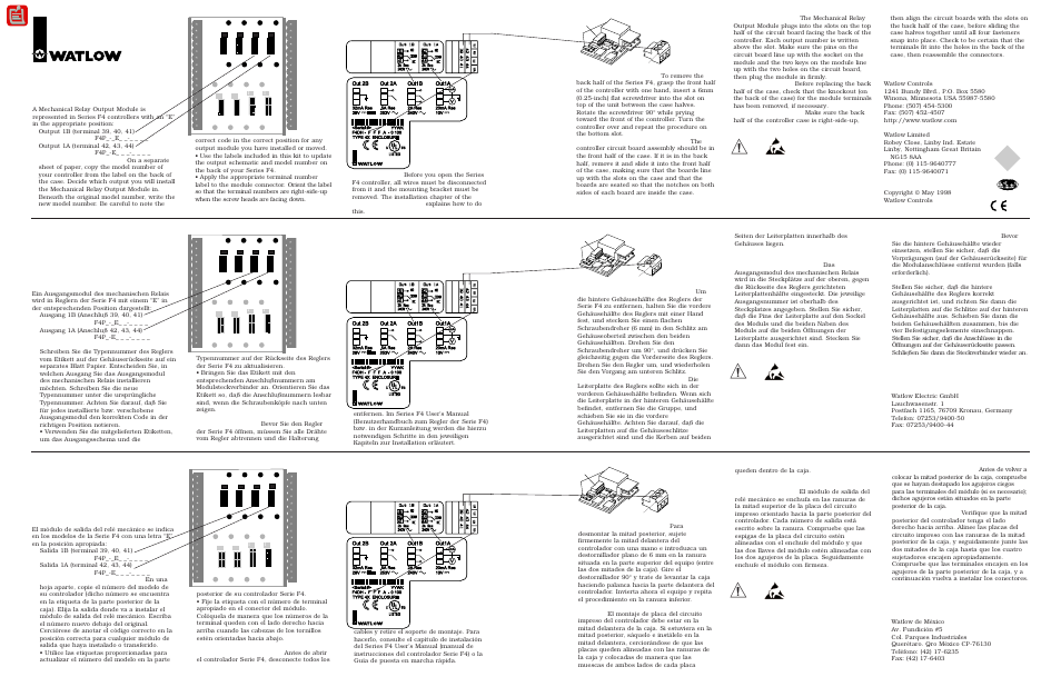 Watlow Series F4 User Manual | 2 pages