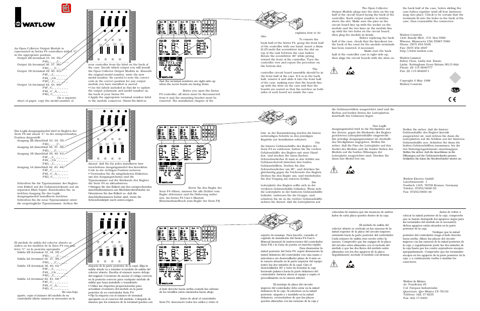 Watlow Series F4 User Manual | 2 pages