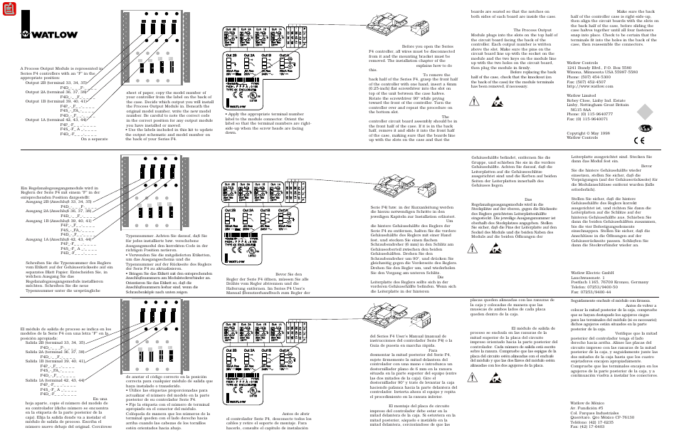 Watlow Series F4 User Manual | 2 pages