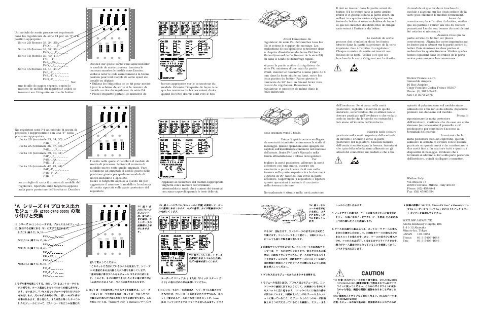 French, Italian, Japanese | Danger, Attenzione | Watlow Series F4 User Manual | Page 2 / 2