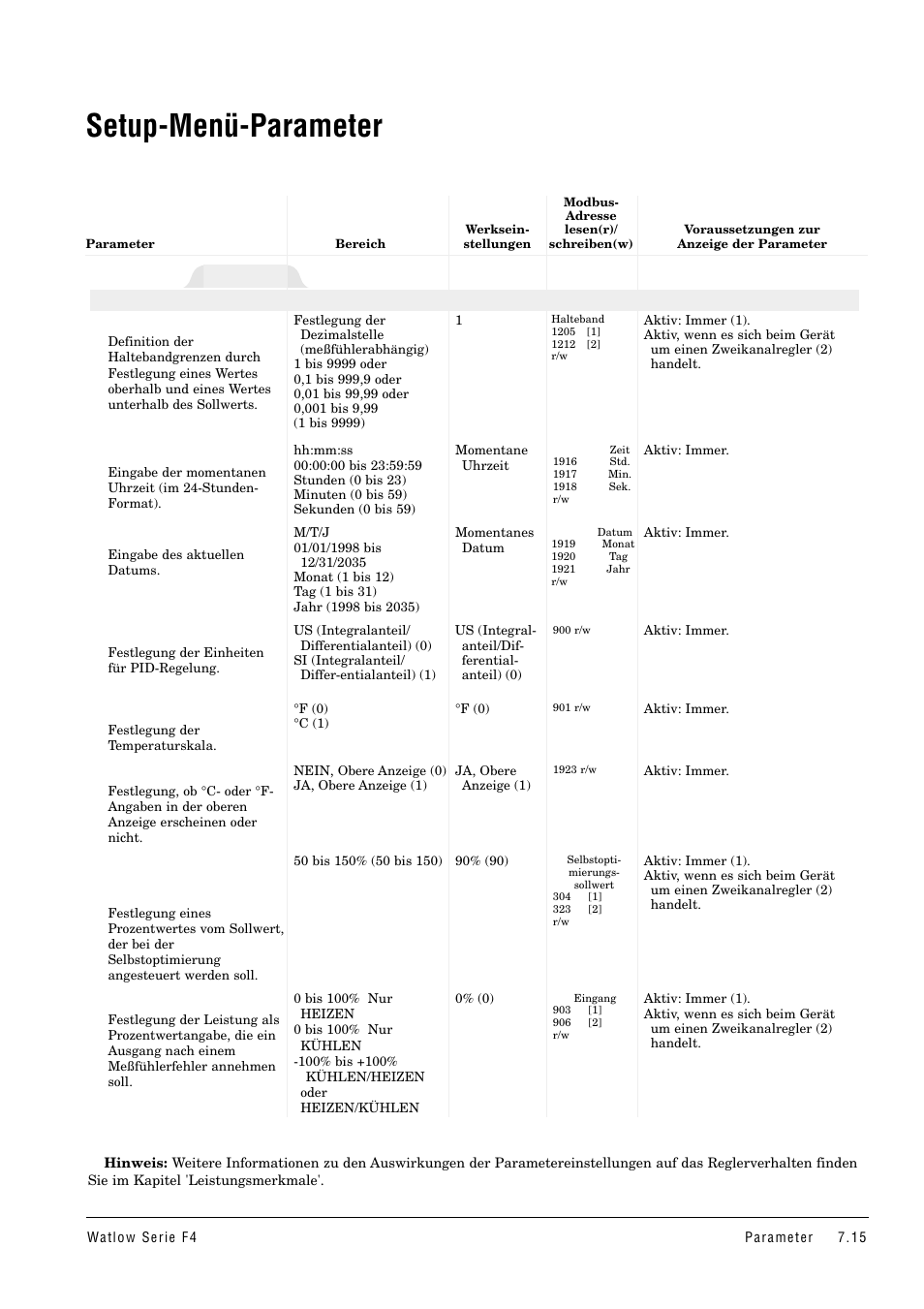 Setup-menü-parameter, System | Watlow Series F4 User Manual | Page 49 / 112