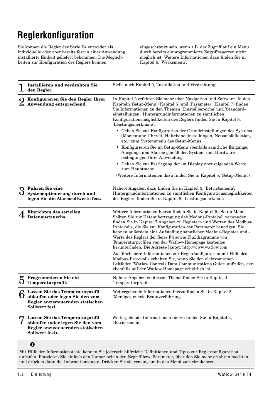Reglerkonfiguration | Watlow Series F4 User Manual | Page 6 / 112