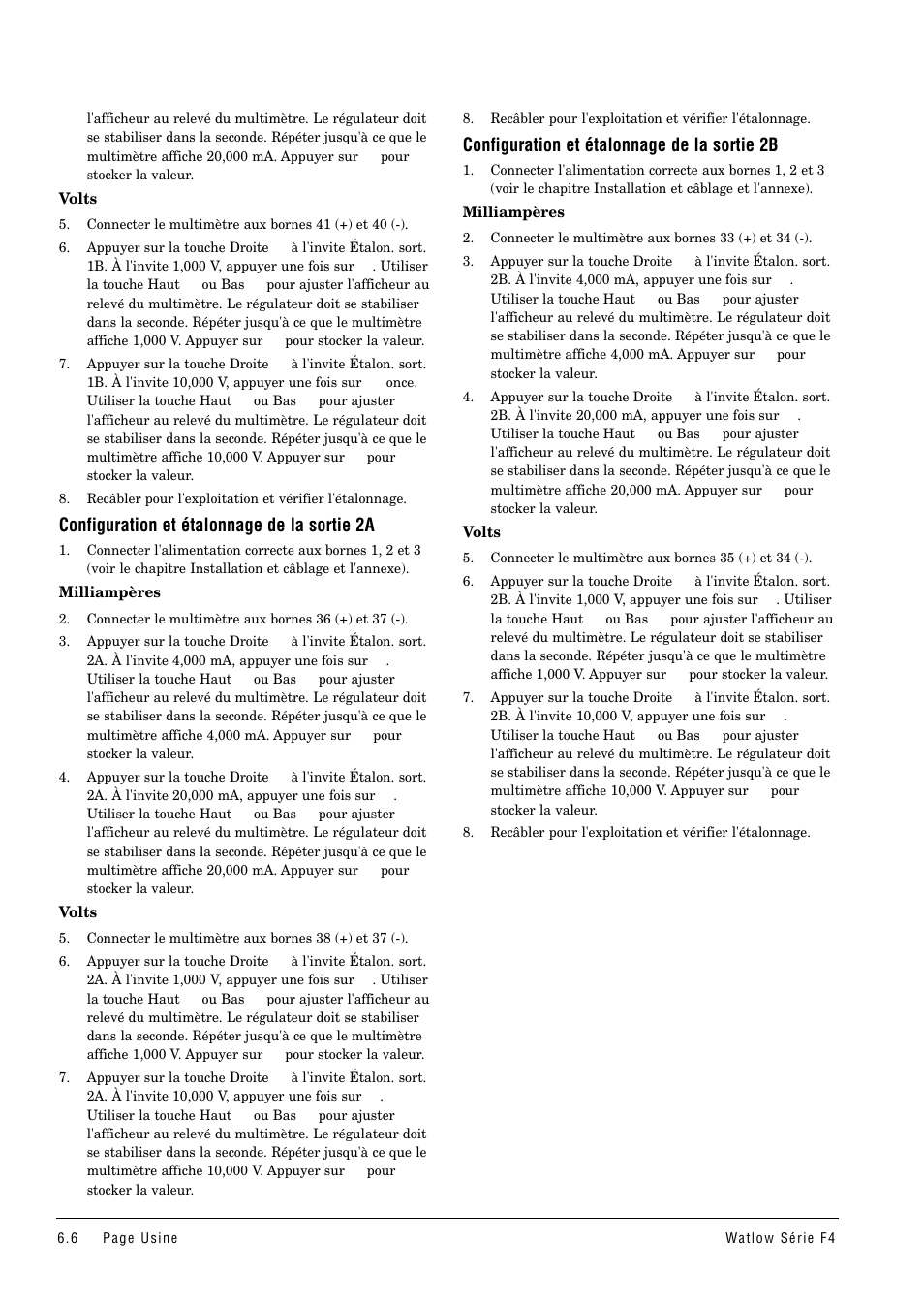 Configuration et étalonnage de la sortie 2a, Configuration et étalonnage de la sortie 2b | Watlow Series F4 User Manual | Page 32 / 108