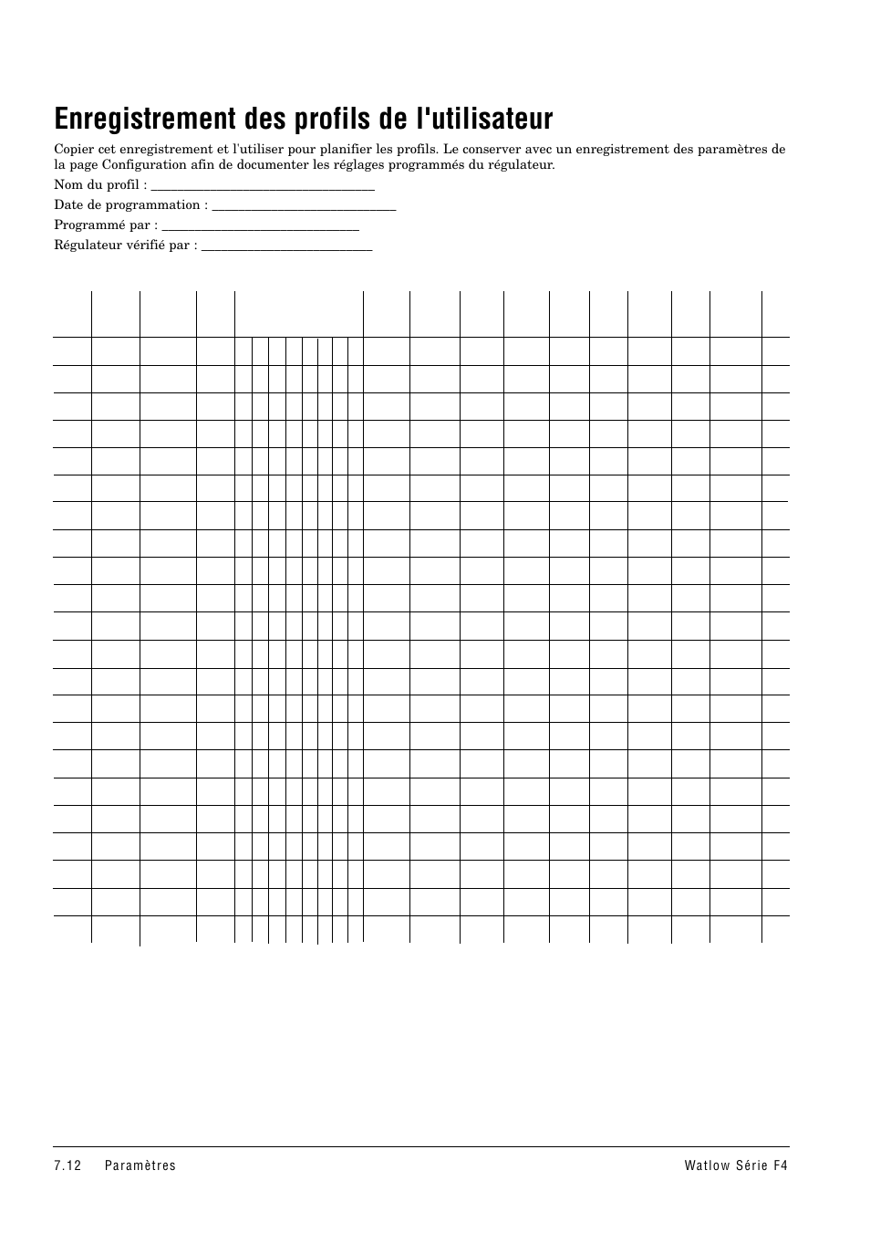 Enregistrement des profils de l'utilisateur, Enregistrement des paramètres | Watlow Series F4 User Manual | Page 46 / 108