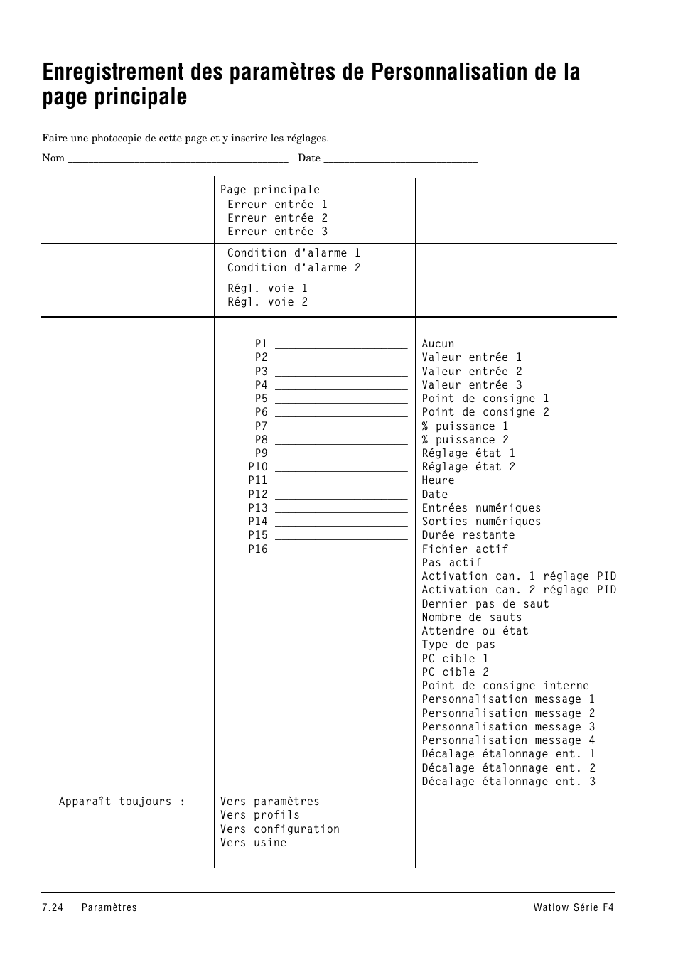 Enregistrement des paramètres | Watlow Series F4 User Manual | Page 58 / 108