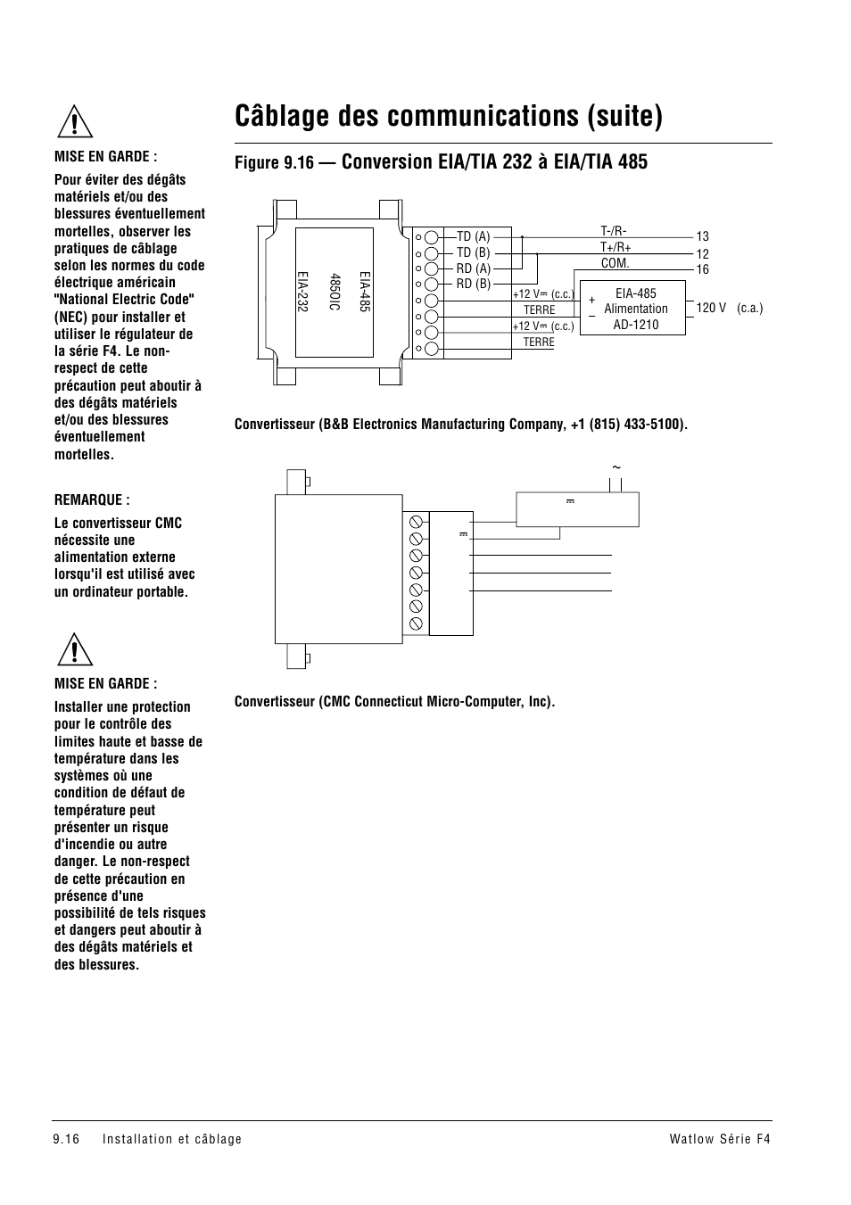 Câblage des communications (suite), Figure 9.16 | Watlow Series F4 User Manual | Page 92 / 108