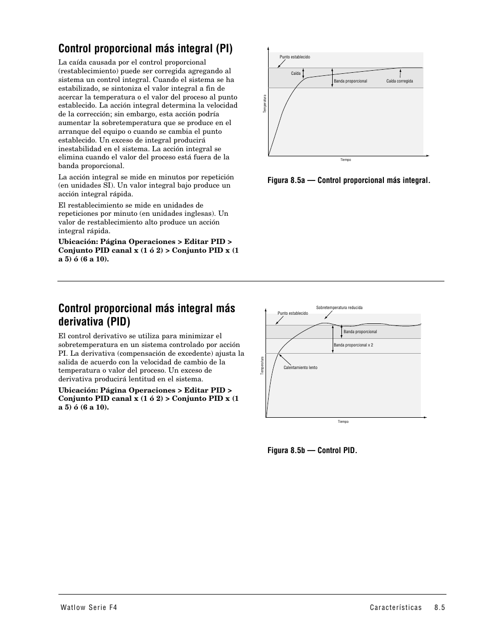 Control pl, Control pid, Control proporcional más integral (pi) | Watlow Series F4 User Manual | Page 67 / 108