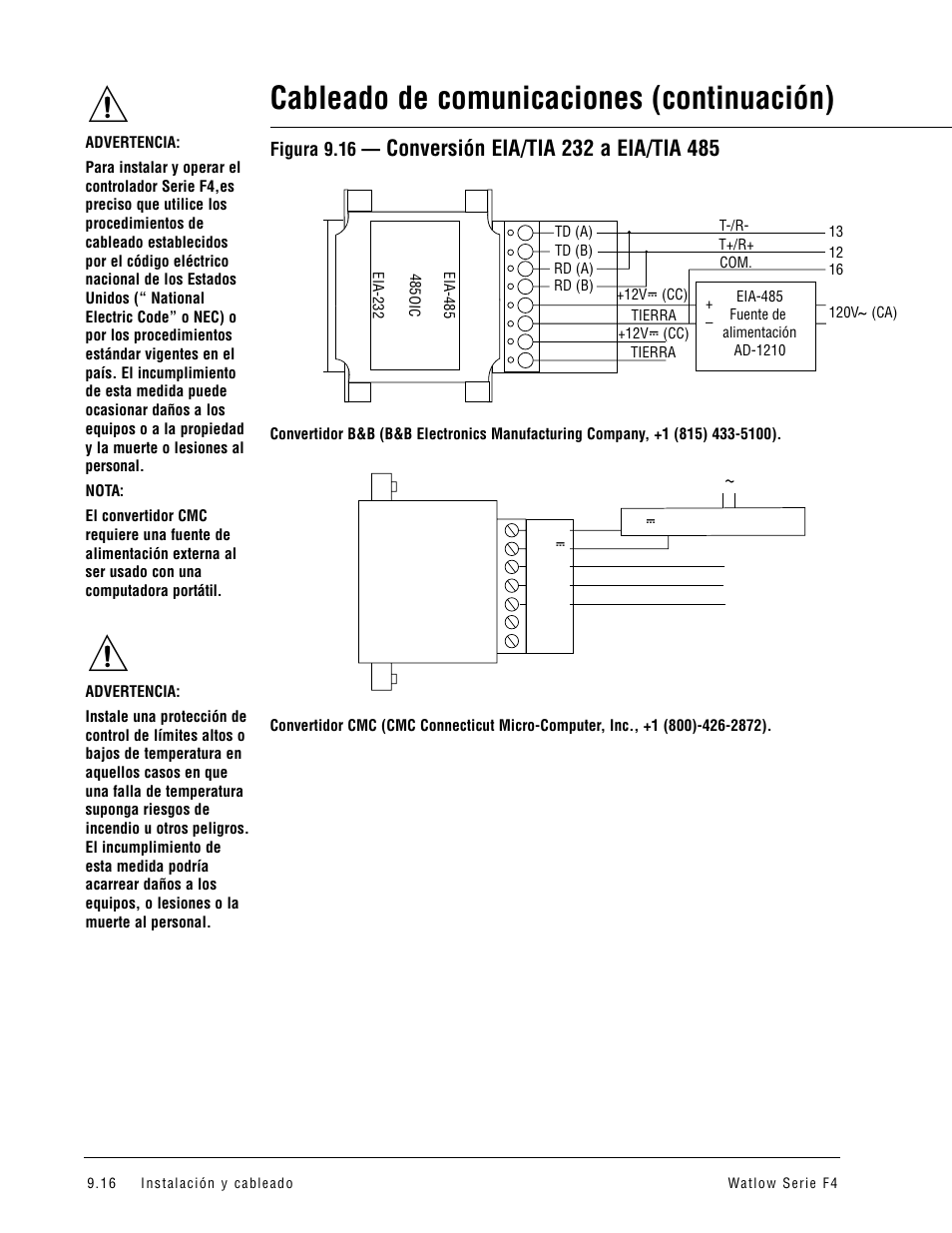 Cableado de comunicaciones (continuación) | Watlow Series F4 User Manual | Page 90 / 108