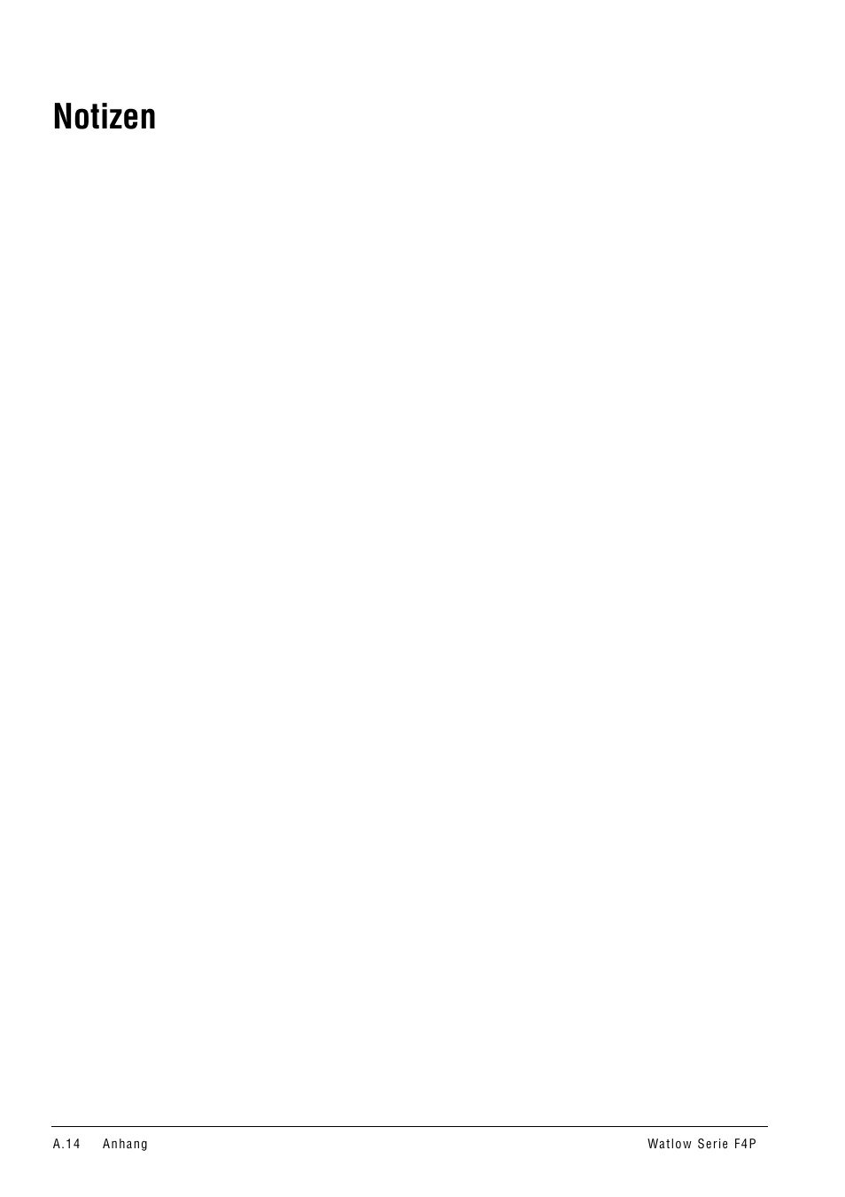 Notizen | Watlow Series F4P User Manual | Page 102 / 104