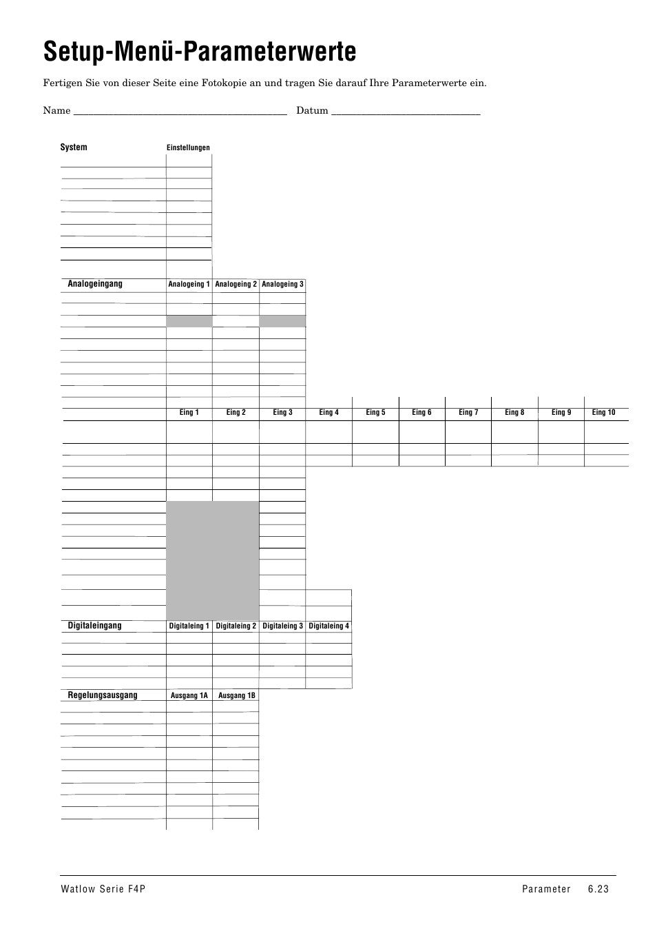 Setup-menü-parameterwerte | Watlow Series F4P User Manual | Page 47 / 104