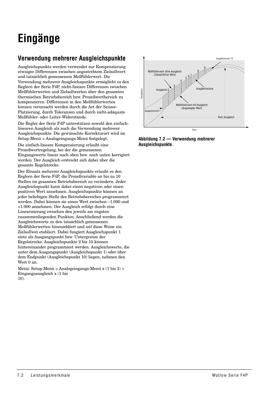 Eingänge, Verwendung mehrerer ausgleichsp unkte, Verwendung mehrerer ausgleichspunkte | Watlow Series F4P User Manual | Page 56 / 104