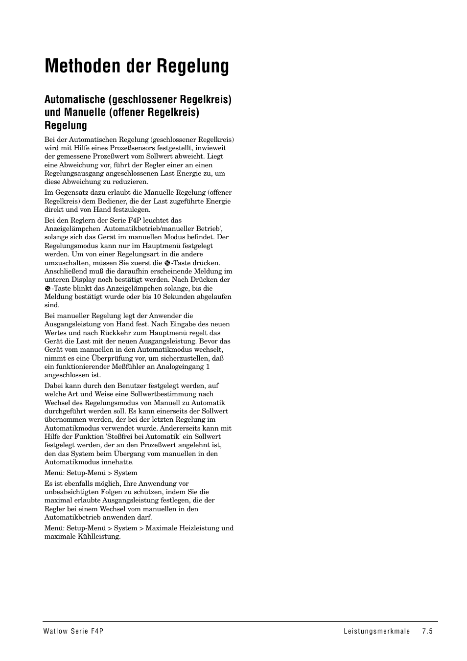 Methoden der regelung, Automatikbetrieb/manueller betrieb | Watlow Series F4P User Manual | Page 59 / 104