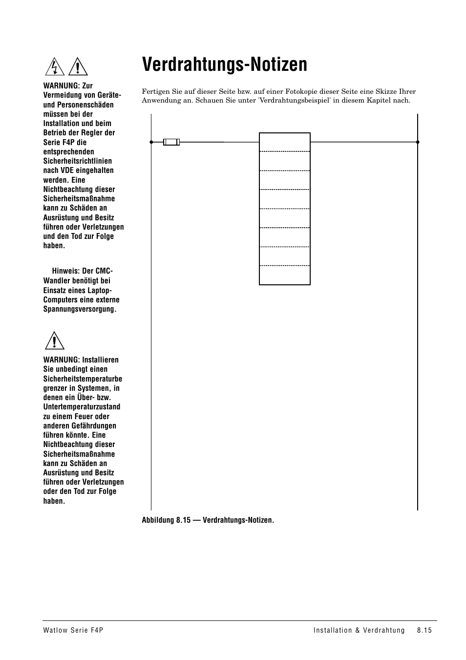 Verdrahtungs-notizen | Watlow Series F4P User Manual | Page 87 / 104