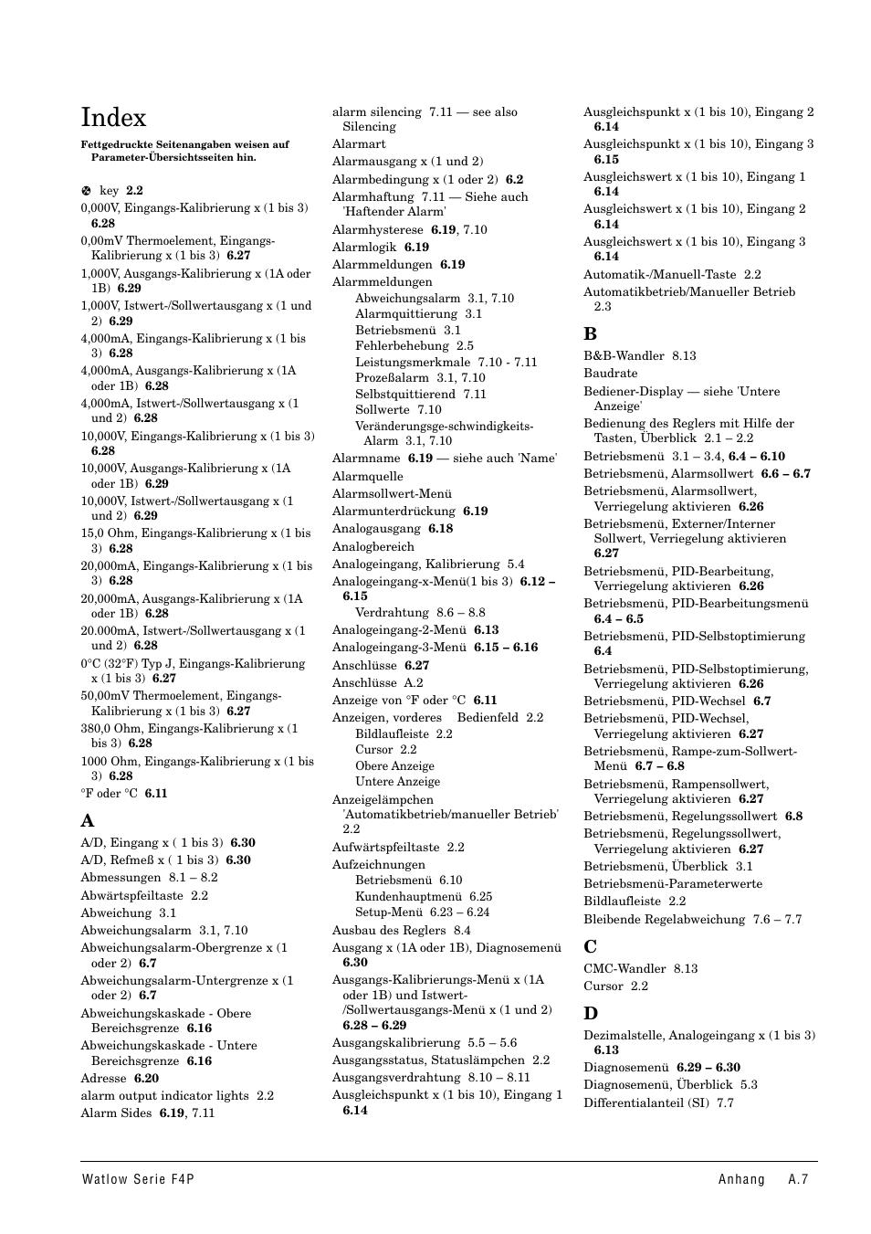 Index | Watlow Series F4P User Manual | Page 95 / 104