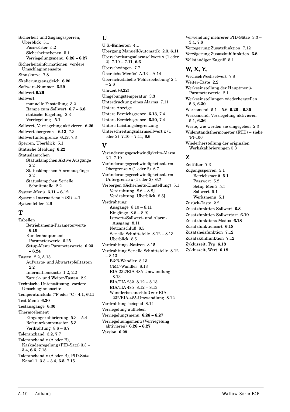 W, x, y | Watlow Series F4P User Manual | Page 98 / 104