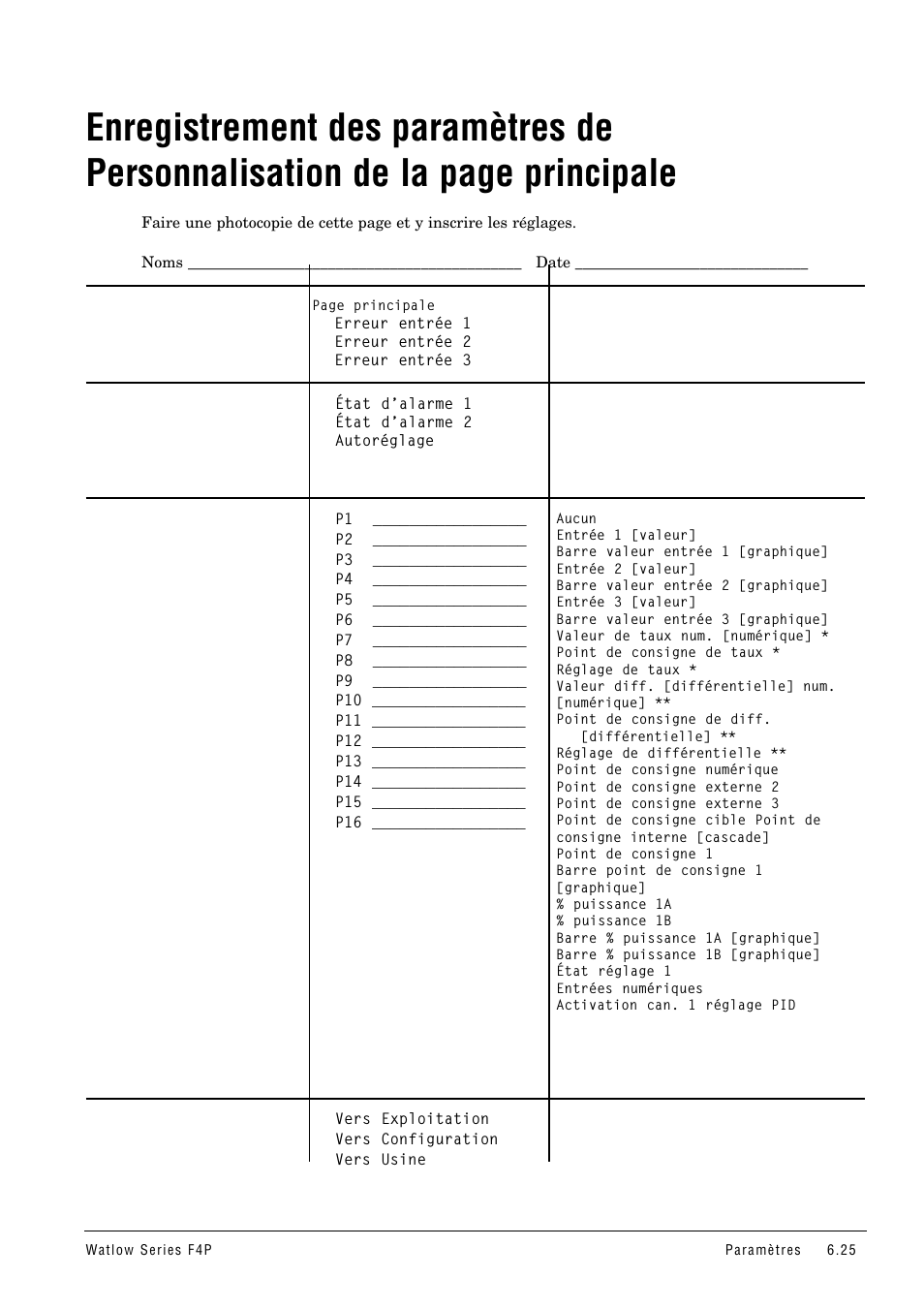 Enregistrement des paramètres de | Watlow Series F4P User Manual | Page 49 / 104