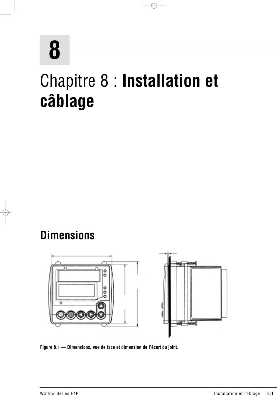 Chapitre 8 : installation et câblage, Dimensions | Watlow Series F4P User Manual | Page 73 / 104