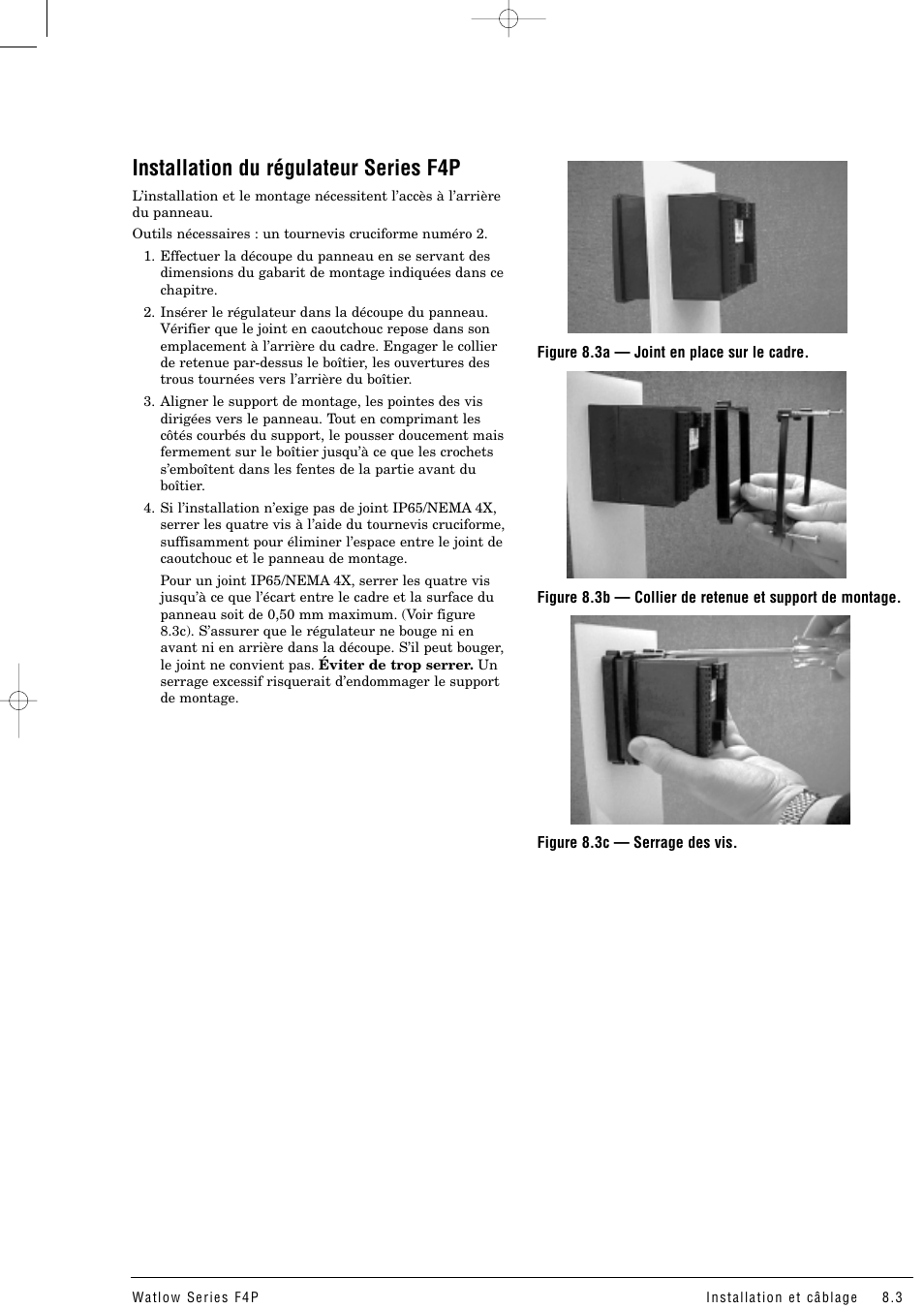 Installation du régulateur series f4p | Watlow Series F4P User Manual | Page 75 / 104