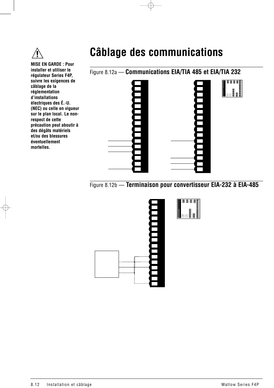 Câblage des communications, Figure 8.12a, Figure 8.12b | Watlow Series F4P User Manual | Page 84 / 104