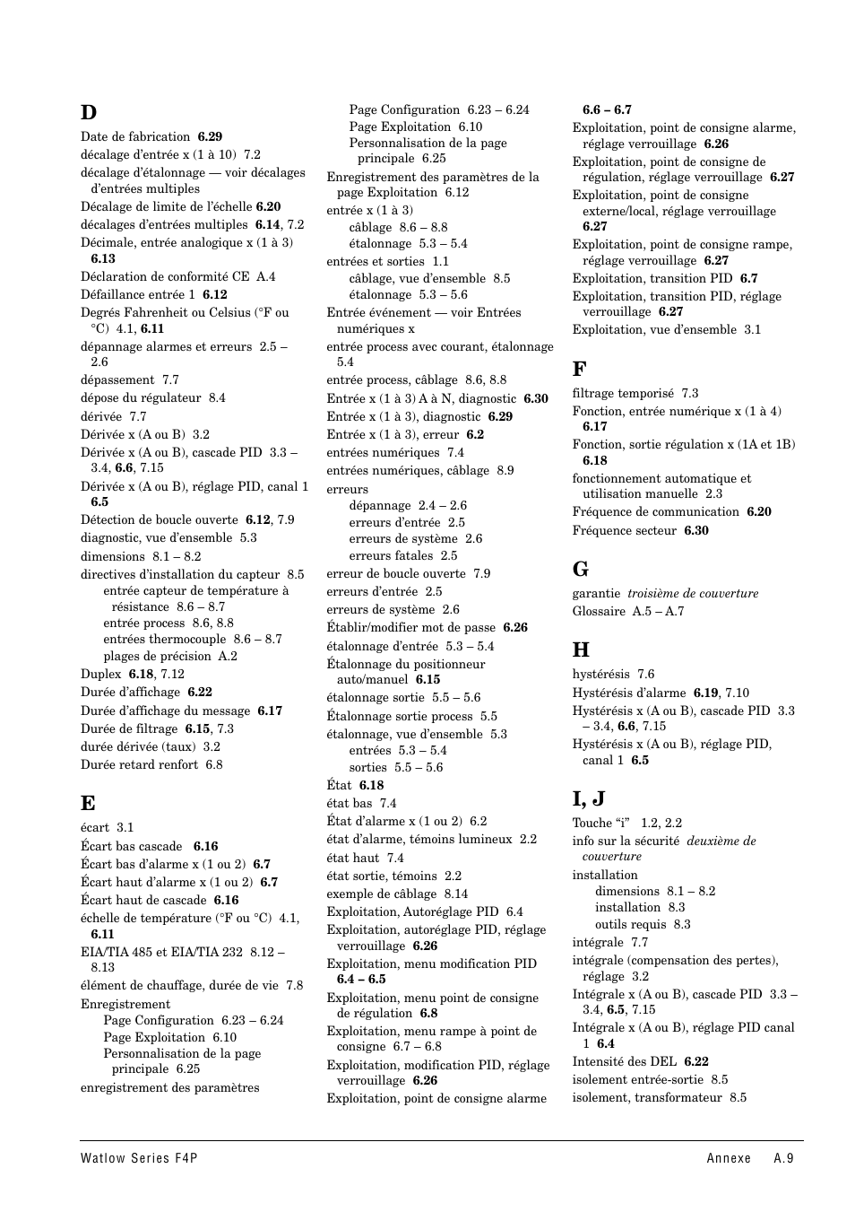 I, j | Watlow Series F4P User Manual | Page 97 / 104