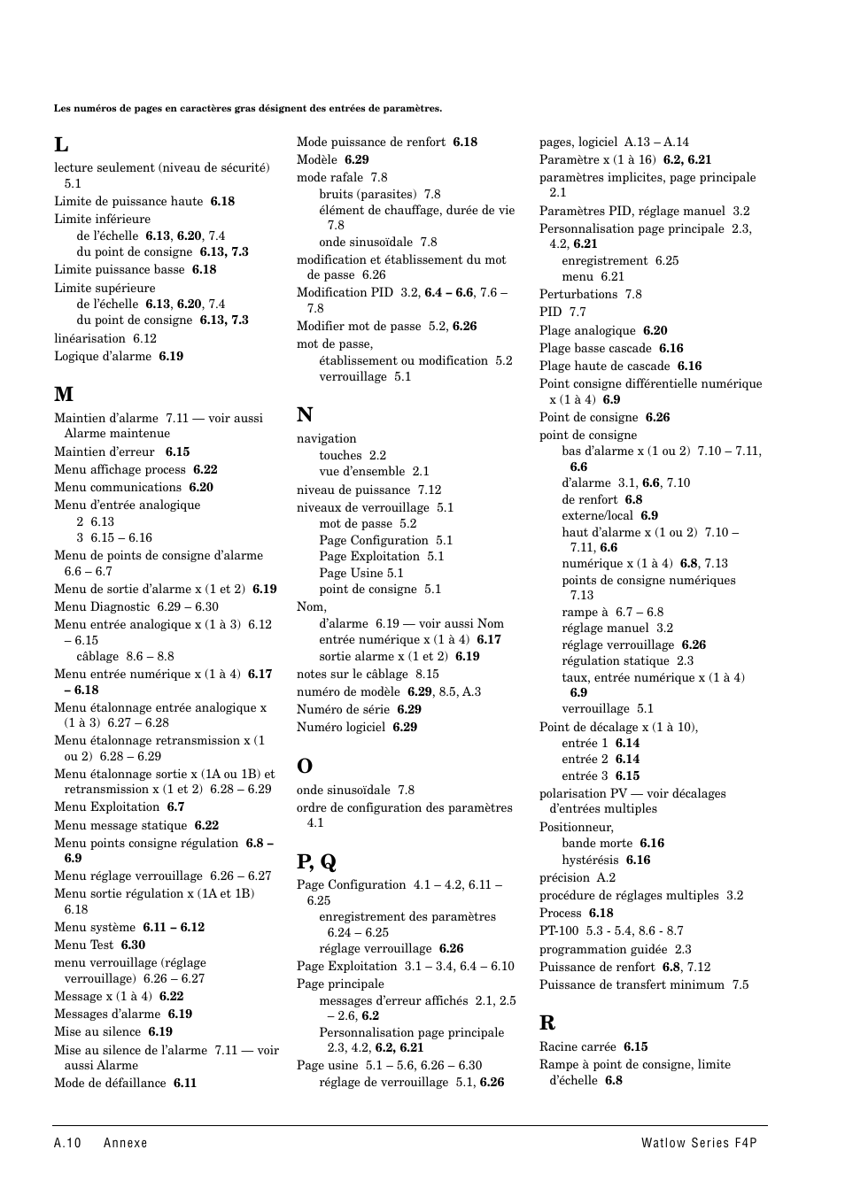 P, q | Watlow Series F4P User Manual | Page 98 / 104