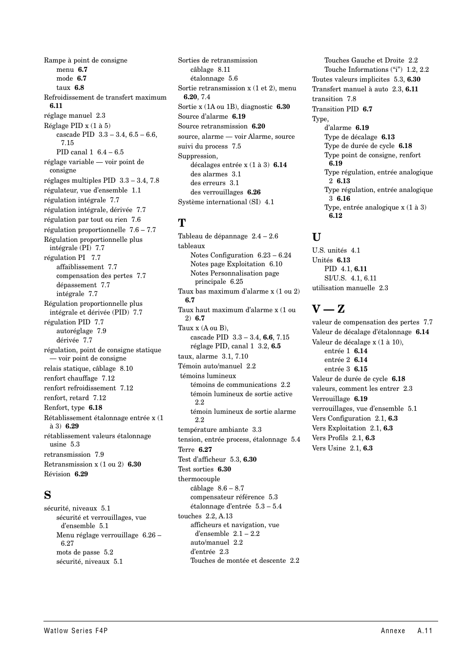 V — z | Watlow Series F4P User Manual | Page 99 / 104