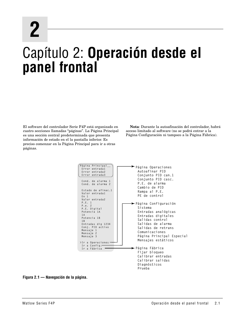 Capítulo 2: operación desde el panel frontal, Capítulo 2: operación desde el panel frontal .2.1 | Watlow Series F4P User Manual | Page 7 / 104