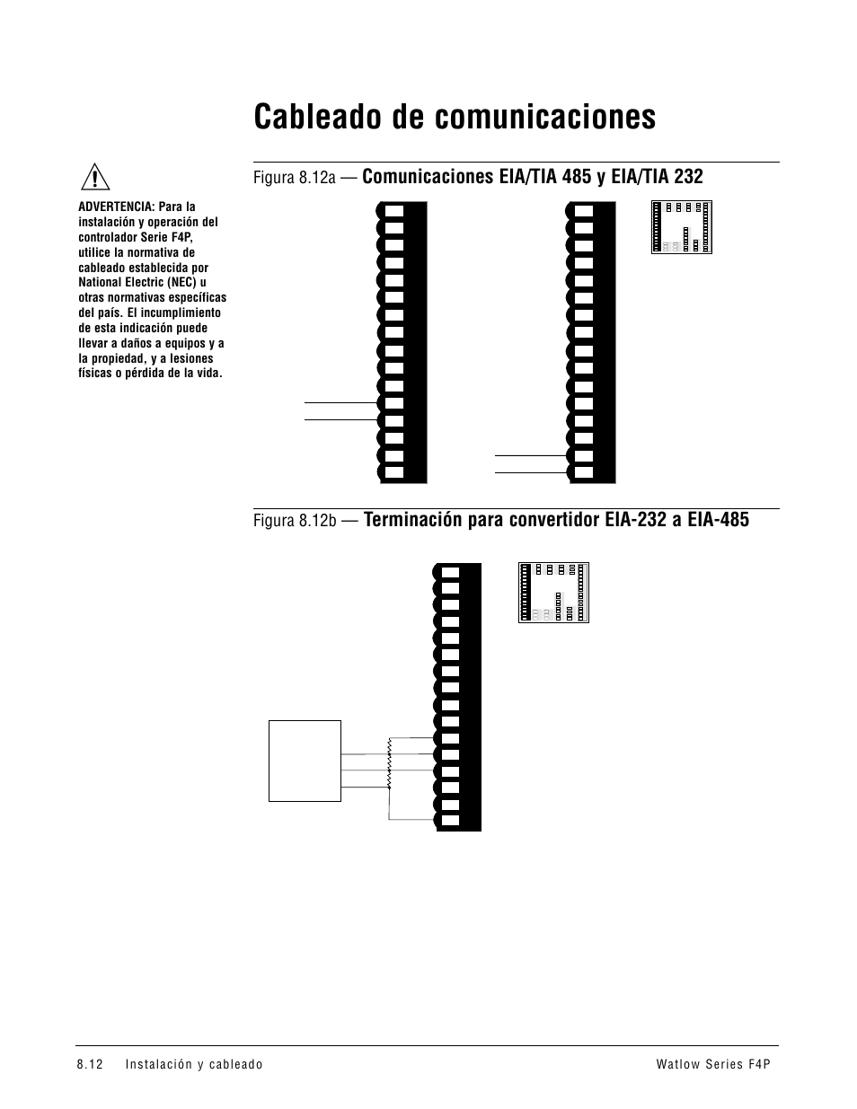 Cableado de comunicaciones, Figura 8.12a, Figura 8.12b | Watlow Series F4P User Manual | Page 84 / 104