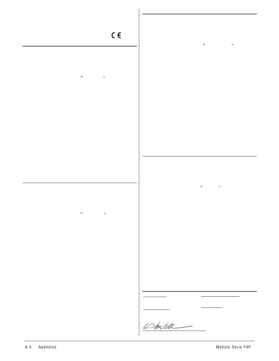 Declaration of conformity, Declaración de conformidad . . . . . . . . . .a.4, Series f4 watlow controls | Watlow Series F4P User Manual | Page 92 / 104