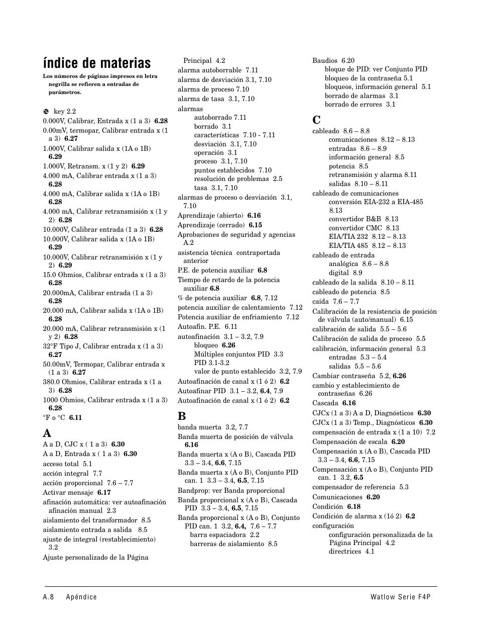 Índice de materias | Watlow Series F4P User Manual | Page 96 / 104