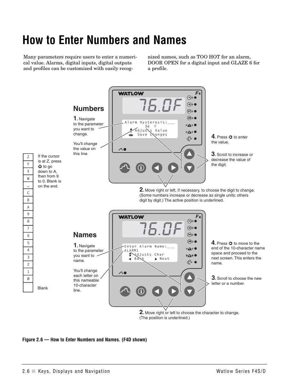 How to enter numbers and names, Numbers names | Watlow Series F4S/D User Manual | Page 14 / 152