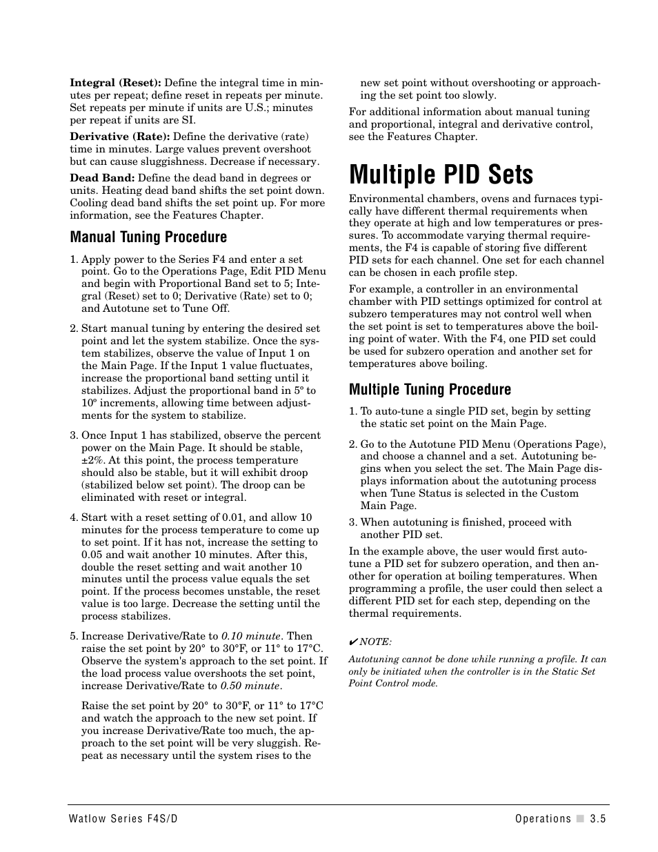 Multiiple pid sets, Multiple pid sets, Manual tuning procedure | Multiple tuning procedure | Watlow Series F4S/D User Manual | Page 21 / 152