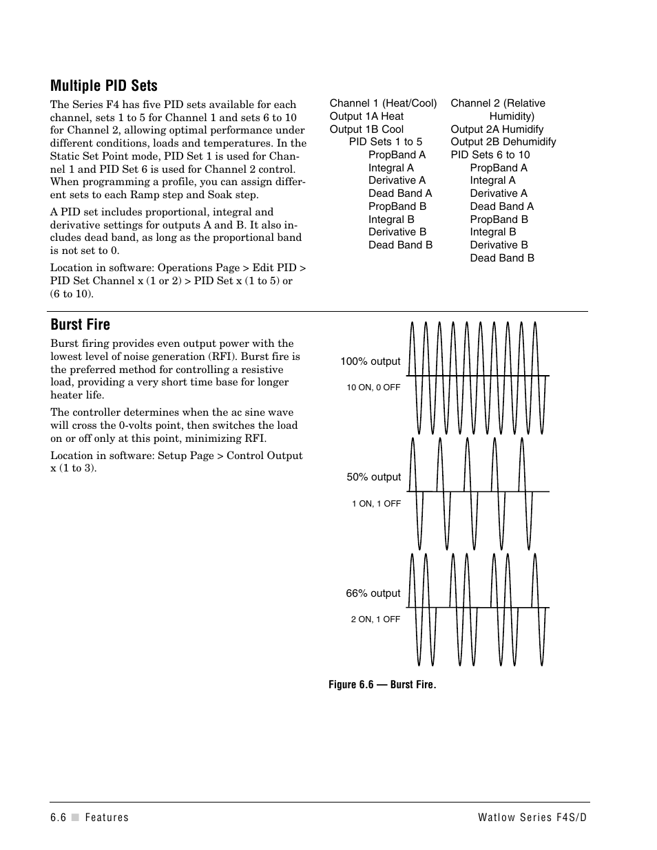 Multiple pid sets, Burst fire | Watlow Series F4S/D User Manual | Page 70 / 152